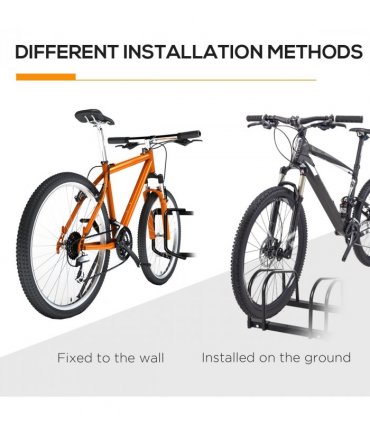 Bike Parking Rack Bicycle Locking Storage Stand for 3 Cycling Black HOMCOM
