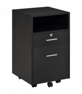 Mobile File Cabinet Black 65H x 39.5W x 40Dcm Lockable Documents Storage