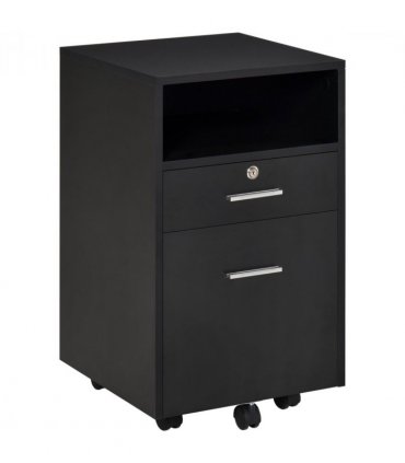Mobile File Cabinet Black 65H x 39.5W x 40Dcm Lockable Documents Storage