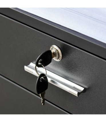 Mobile File Cabinet Black 65H x 39.5W x 40Dcm Lockable Documents Storage