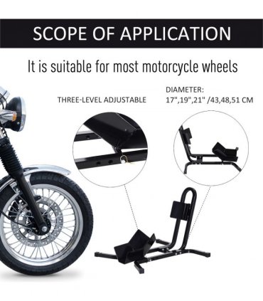 Motorcycle Wheel Chock Metal Motorbike Holder Pre-Drilled Holes HOMCOM