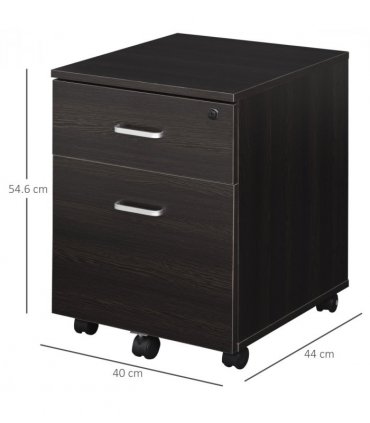 Filing Cabinet Black Particle Board 54.6H x 40W x 45Dcm 2-Drawer Locking Office