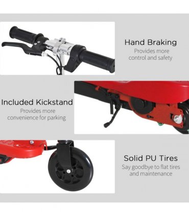 Kids Electric Scooter Folding Red 74Lx36Wx73-91H 50kg Steel PP 12km/h 8HRS