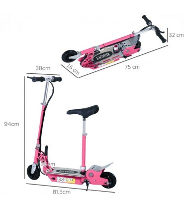 Teen Foldable Electric Scooter Electric Battery 120W w/ Brake Kickstand HOMCOM