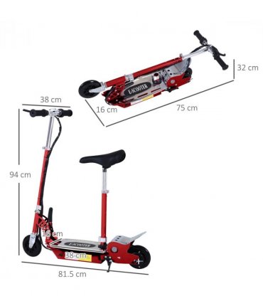 Teen Foldable Electric Scooter Battery 12V 120W w/ Brake Kickstand HOMCOM
