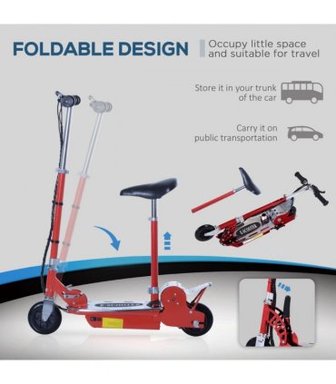 Teen Foldable Electric Scooter Battery 12V 120W w/ Brake Kickstand HOMCOM