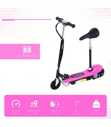 Kids Foldable Electric Powered Scooter Metal Pink 76L x 38W x 86-96Hcm