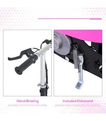 Kids Foldable Electric Powered Scooter Metal Pink 76L x 38W x 86-96Hcm