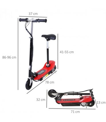 Kids Foldable Electric Powered Scooters 120W Toy w/ Brake Kickstand Red HOMCOM