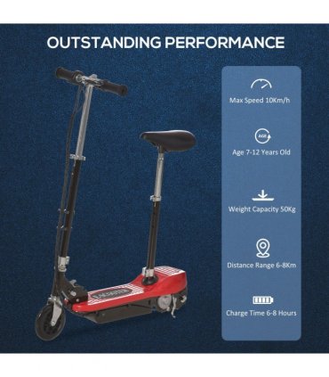 Kids Foldable Electric Powered Scooters 120W Toy w/ Brake Kickstand Red HOMCOM