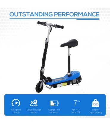 Kids Foldable Electric Powered Scooters 120W Toy Brake Kickstand Blue HOMCOM