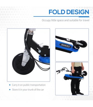 Kids Foldable Electric Powered Scooters 120W Toy Brake Kickstand Blue HOMCOM