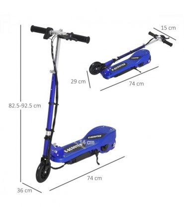Folding Kids Electric Scooter 7-14 Blue PP Battery Power PU Wheels 74x36x73-91cm