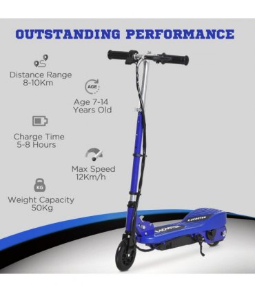Folding Kids Electric Scooter 7-14 Blue PP Battery Power PU Wheels 74x36x73-91cm