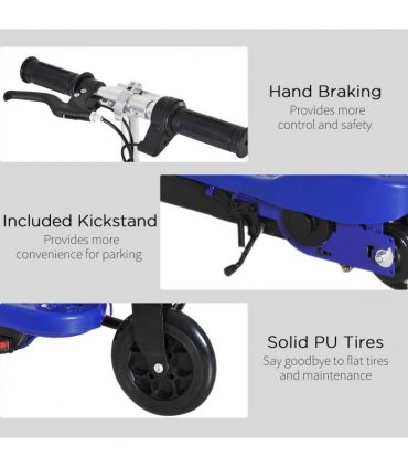 Folding Kids Electric Scooter 7-14 Blue PP Battery Power PU Wheels 74x36x73-91cm