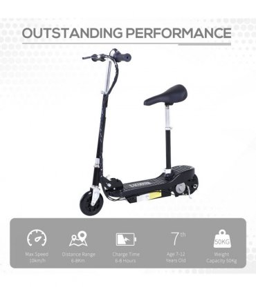 Kids Foldable Electric Powered Scooter 120W Toy Brake Kickstand Black HOMCOM
