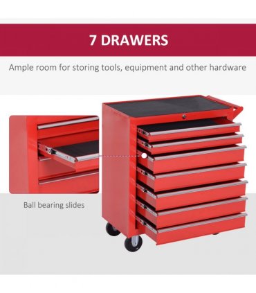 Roller Tool Cabinet Storage Chest Box Garage Workshop 7 Drawers Red Durhand