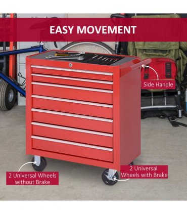 Roller Tool Cabinet Storage Chest Box Garage Workshop 7 Drawers Red Durhand