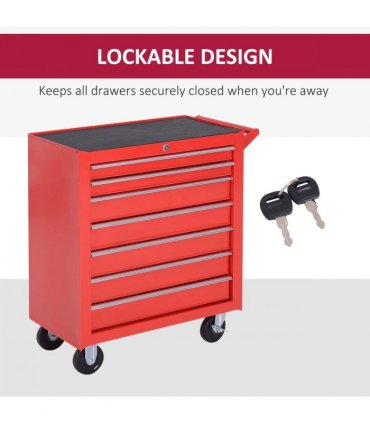 Roller Tool Cabinet Storage Chest Box Garage Workshop 7 Drawers Red Durhand