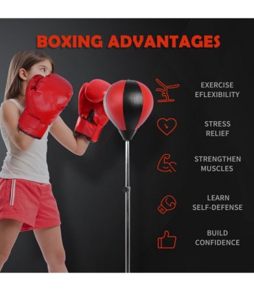 Adjust Kids Training Boxing Punching Ball Bag Boxing Punching w/ Gloves HOMCOM