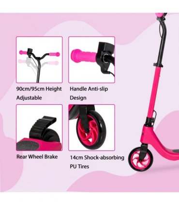 120W Electric Scooter w/ Battery Level Display, Rear Break - Pink HOMCOM