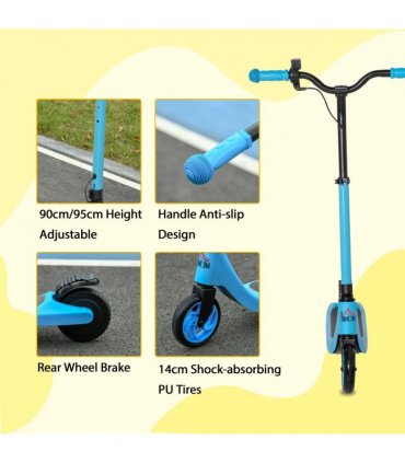 120W Electric Scooter w/ Battery Level Display, Rear Break - Blue HOMCOM