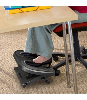 Footrest Adjustable Under-Desk Footrest Height Angle Tilt Anti-Slip Black