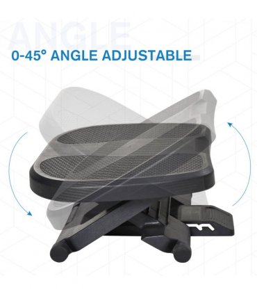 Footrest Adjustable Under-Desk Footrest Height Angle Tilt Anti-Slip Black