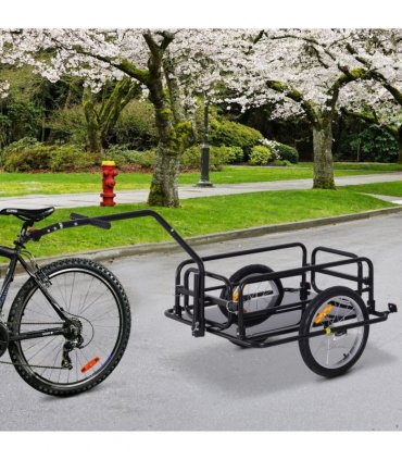 Bicycle Cargo Trailer Black Steel 108H x 140L x 72.5Wcm Folding Storage Cart