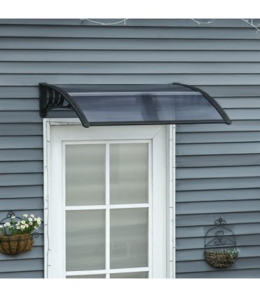 Door Canopy Awning Outdoor Window Rain Shelter Cover Black 100 x 75cm