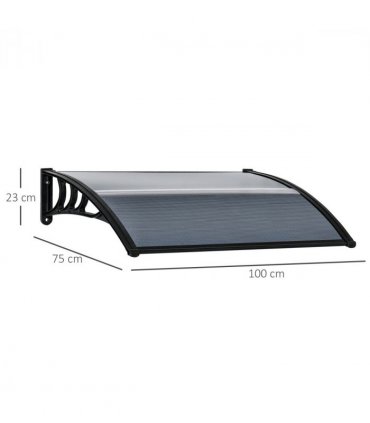 Door Canopy Awning Outdoor Window Rain Shelter Cover Black 100 x 75cm