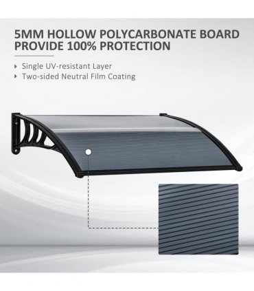 Door Canopy Awning Outdoor Window Rain Shelter Cover Black 100 x 75cm
