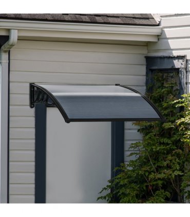 Door Canopy Awning Outdoor Window Rain Shelter Cover Black 100 x 75cm