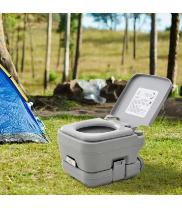 10L Portable Travel Toilet Outdoor Camping with 2 Detachable Tanks Grey HOMCOM