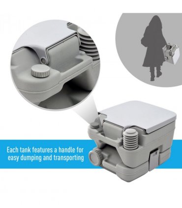 10L Portable Travel Toilet Outdoor Camping with 2 Detachable Tanks Grey HOMCOM