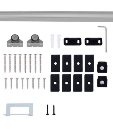 Sliding Barn Door Hardware Kit Track System Gear Set Divider HOMCOM