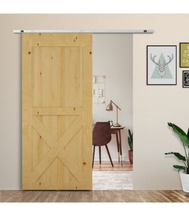 Sliding Barn Door Hardware Kit Track System Gear Set Divider HOMCOM