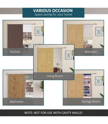 Sliding Barn Door Hardware Kit Track System Gear Set Divider HOMCOM