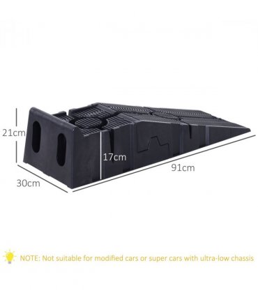 Car Lifting Ramps Plastic Black 66L x 66W x 58Hcm Heavy Duty 2.5 Ton