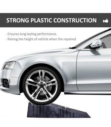 Car Lifting Ramps Plastic Black 66L x 66W x 58Hcm Heavy Duty 2.5 Ton
