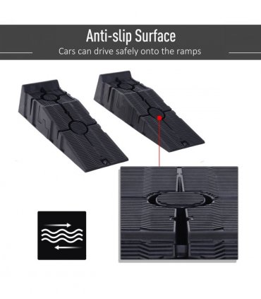 Car Lifting Ramps Plastic Black 66L x 66W x 58Hcm Heavy Duty 2.5 Ton