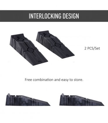 Car Lifting Ramps Plastic Black 66L x 66W x 58Hcm Heavy Duty 2.5 Ton