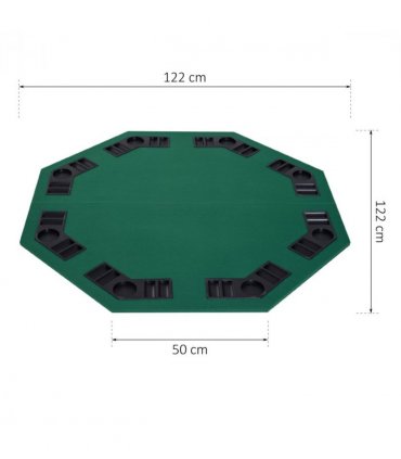 1.2m/48 Inches Foldable Poker Table Top 8 Players Blackjack Chip Trays HOMCOM