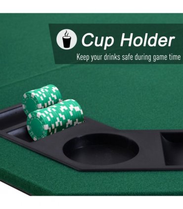 1.2m/48 Inches Foldable Poker Table Top 8 Players Blackjack Chip Trays HOMCOM