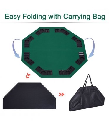 1.2m/48 Inches Foldable Poker Table Top 8 Players Blackjack Chip Trays HOMCOM