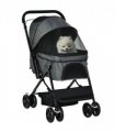 PawHut Pet Stroller Dog Foldable Travel Carriage with Reversible Handle, Grey