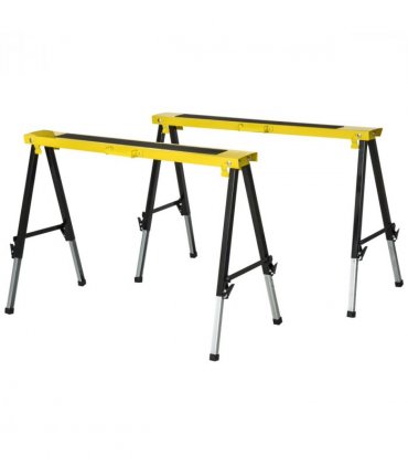 Set of 2 Folding Saw Horses Steel Frame  Anti-Slip Platform Handle DIY Durhand