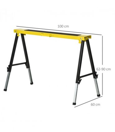 Set of 2 Folding Saw Horses Steel Frame  Anti-Slip Platform Handle DIY Durhand