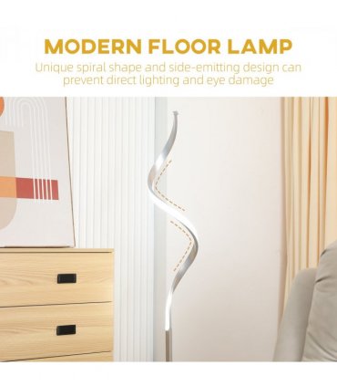 Spiral Floor Lamp for Living Room with 3 Adjustable Brightness, Silver HOMCOM