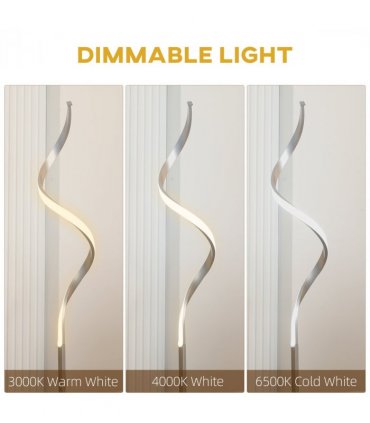 Spiral Floor Lamp for Living Room with 3 Adjustable Brightness, Silver HOMCOM